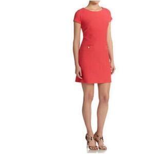 Lilly Pulitzer Coco Textured Coral Pink 60s Short Sleeve Sheath Dress